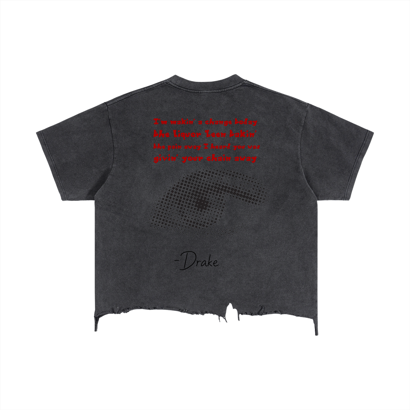 Drake Lyrics - Vintage Wash Boxy Distressed Hem T-Shirt