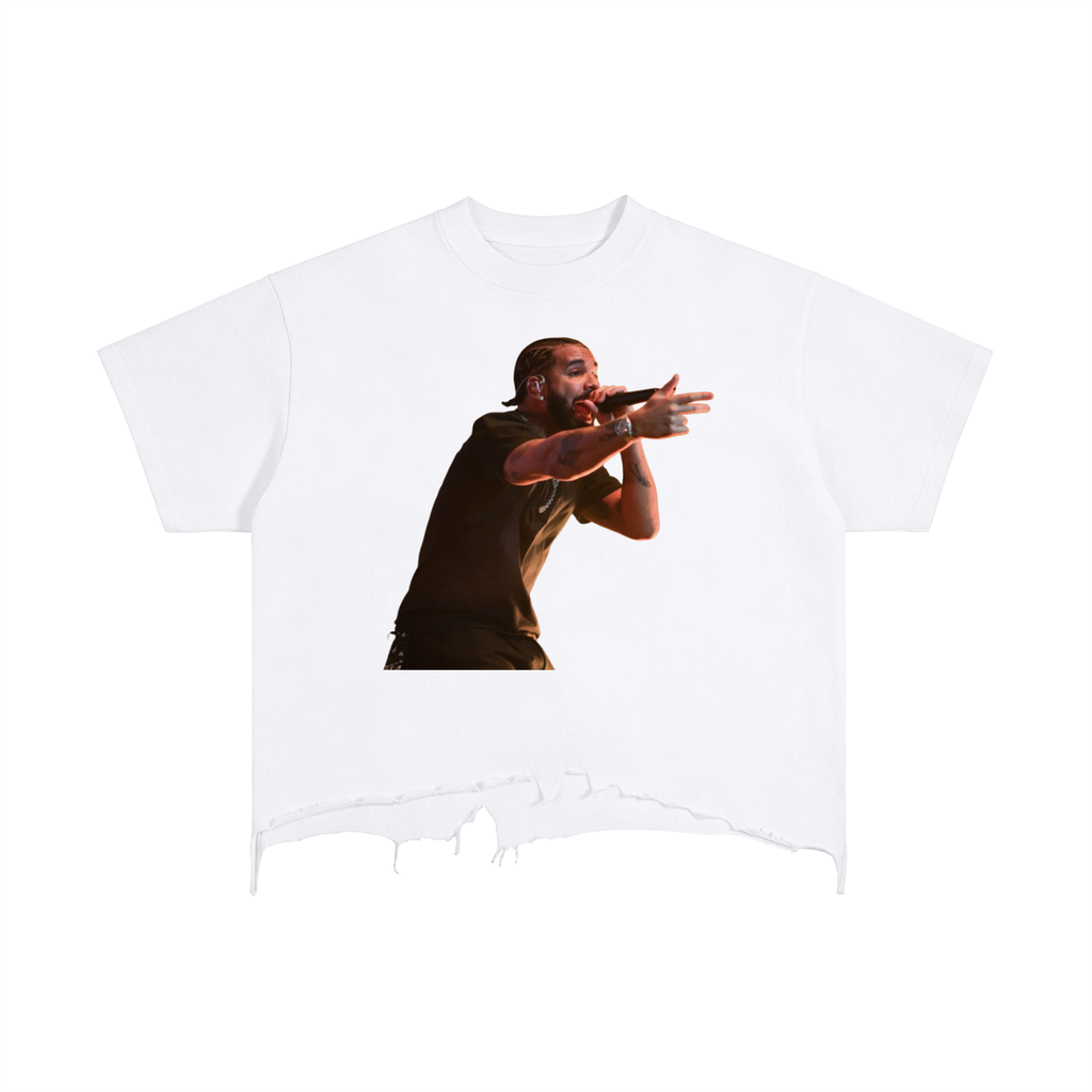 Drake Lyrics - Vintage Wash Boxy Distressed Hem T-Shirt