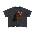 Drake Lyrics - Vintage Wash Boxy Distressed Hem T-Shirt