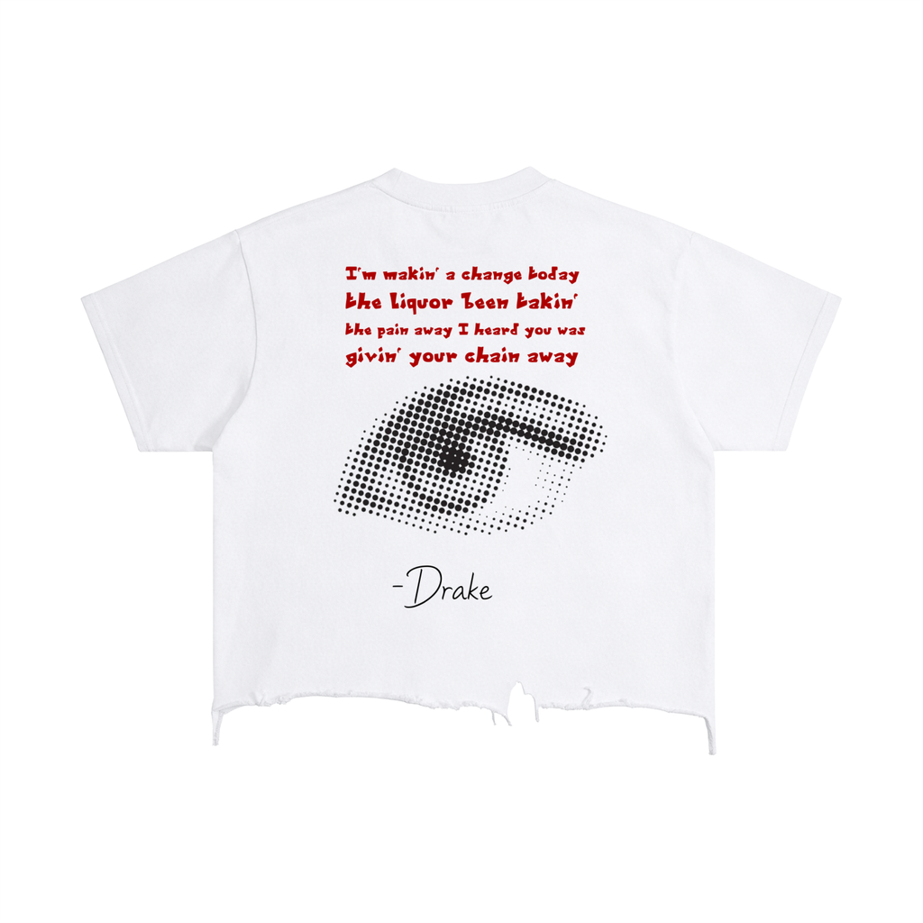 Drake Lyrics - Vintage Wash Boxy Distressed Hem T-Shirt