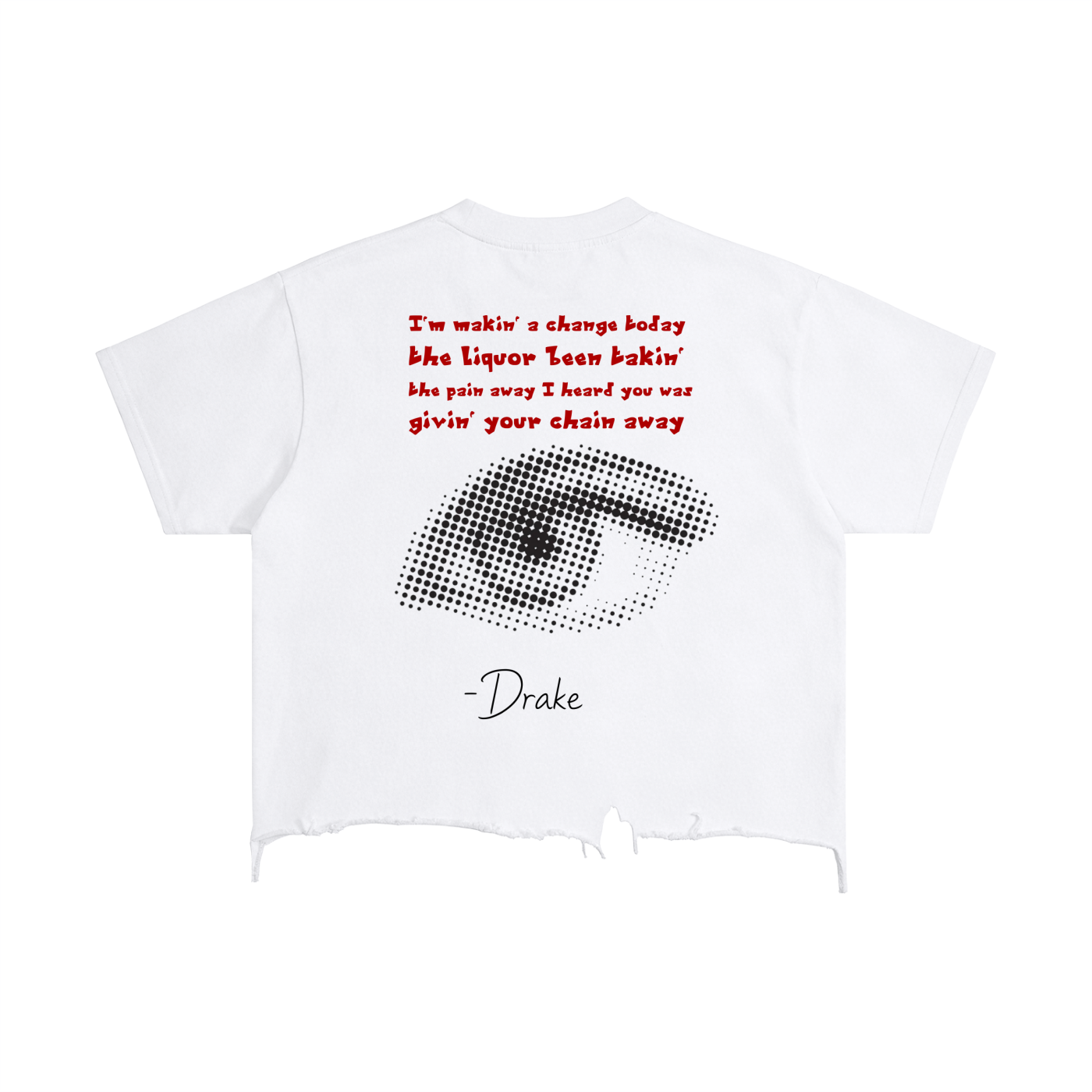 Drake Lyrics - Vintage Wash Boxy Distressed Hem T-Shirt
