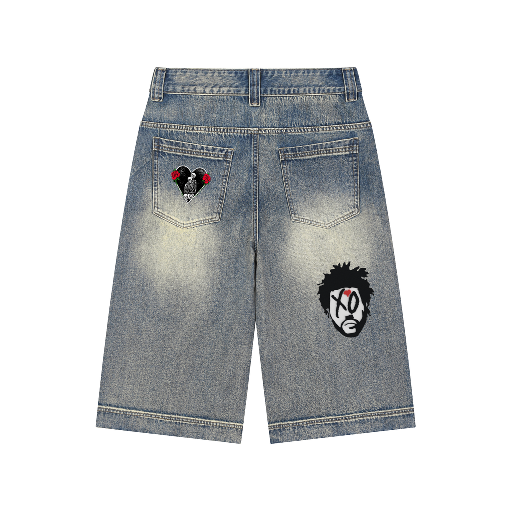 The Weeknd - Vintage Wash Baggy Denim Shorts